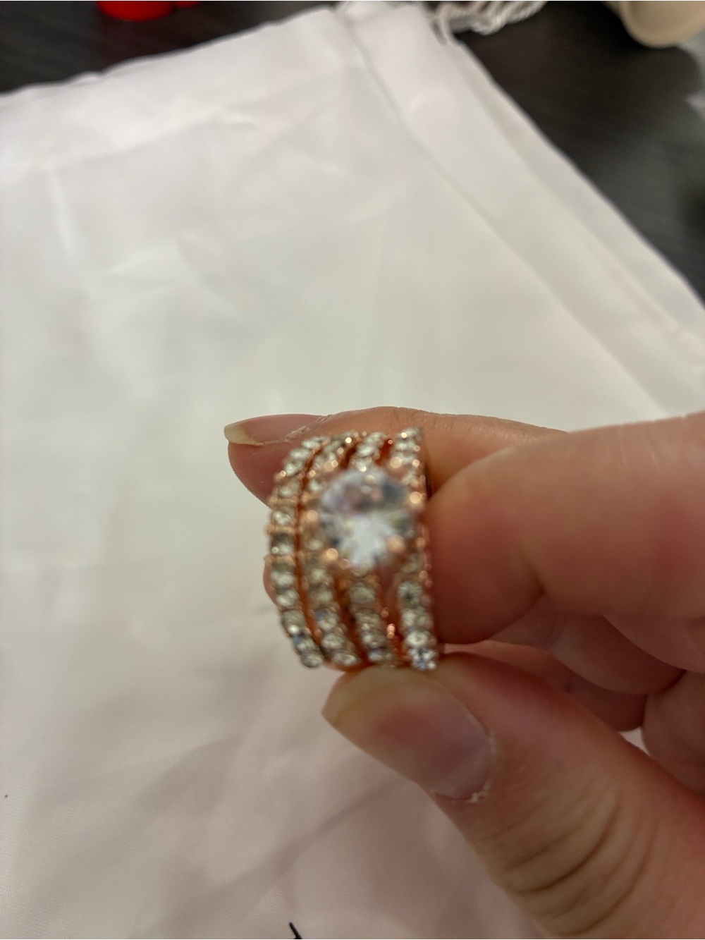 Rose Gold Cubic Zirconia Multi-Band Statement Ring